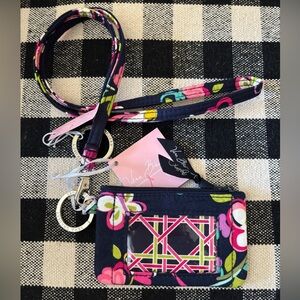 NWT Vera Bradley Zip ID Case and Lanyard in Ribbons